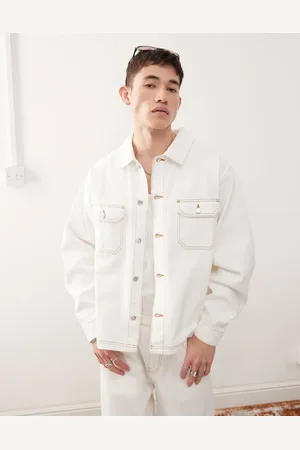 Reclaimed Western denim shirt co-ord in ecru with contrast stitch
