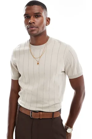 New Look Knitted short sleeve polo shirt in off