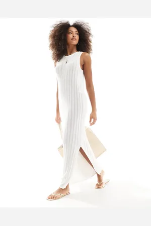 JJXX Long crochet knit dress in off
