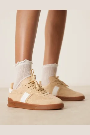 Ralph Lauren Heritage Aera trainer in beige with gum sole
