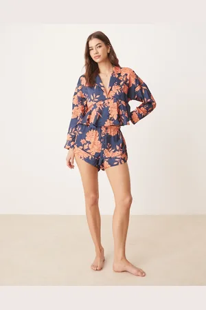 Free People Beauty sleep pyjama set in navy floral combo