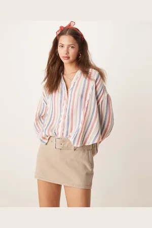 Free People Striped loose fit shirt in ivory