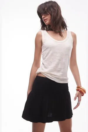 Topshop Linen mini skirt with ruched sides in