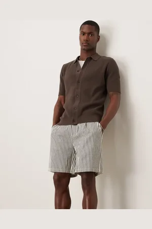 ASOS Wide shorter length short in ecru and navy stripe