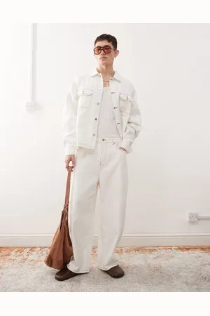 Reclaimed Western baggy jean co-ord in ecru with contrast stitch