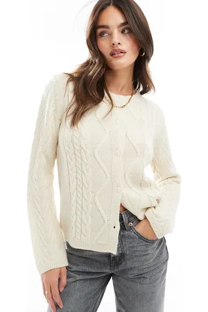 ASOS Mixed stitch knitted cardigan in cream