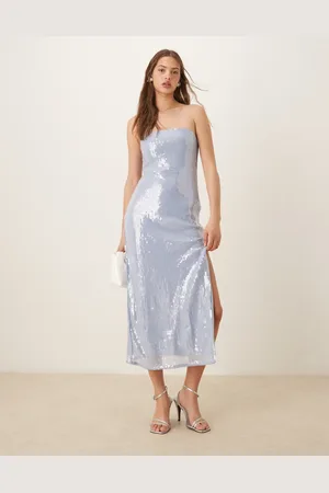 Abercrombie & Fitch Strapless sequin slip midi dress in