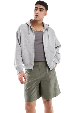 ASOS Long length textured jort with workwear patch in green