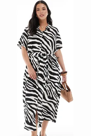 VERO MODA Easy buttondown long shirt dress in zebra print