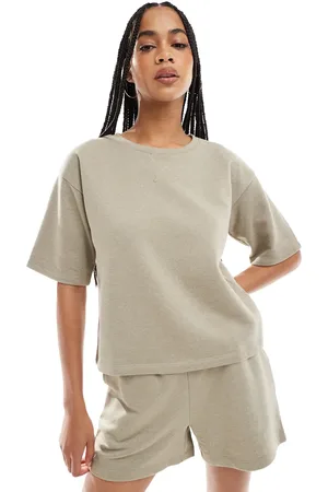 VERO MODA Short sleeved sweat top co-ord in laurel oak