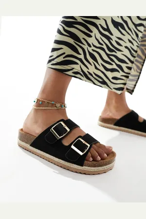 South Beach Double buckle espadrille sandals in textile