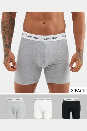 Calvin Klein Cotton Stretch 3 pack boxer briefs in black, white and grey