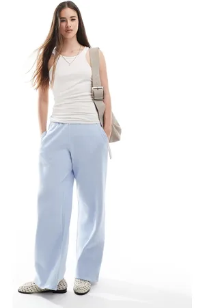 Hollister Mid rise wide leg graphic joggers in baby