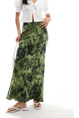 ASOS Chiffon maxi skirt print in smudge animal