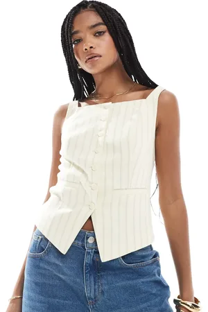 Stradivarius Square neck waistcoat in stripe