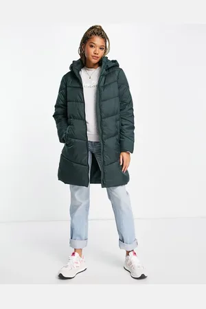 VILA Padded coat with hood in - MGREEN