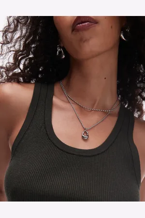 Topshop Nina waterproof stainless steel multirow chain and pendant necklace in