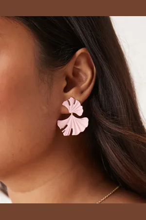 ASOS Drop earrings with textured leaf design in pastel