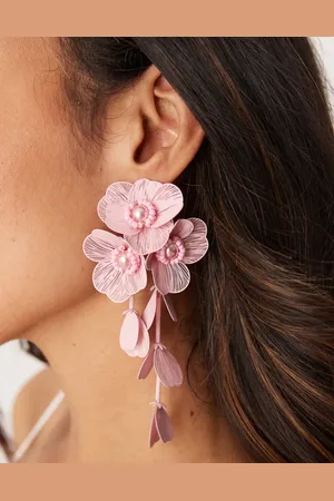 ASOS Drop earrings with 3D floral design in light