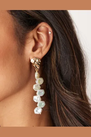 ASOS Molten stud earrings with large faux pearl petal drop