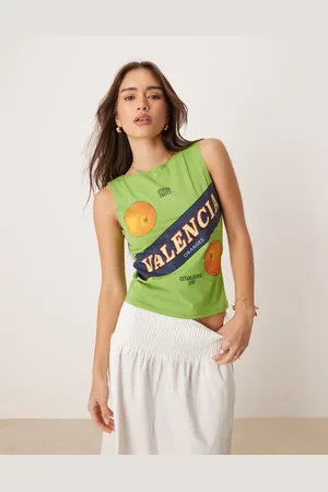 ASOS Boat neck vest with valencia orange graphic in