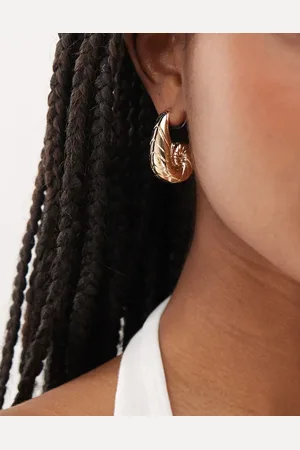 Reclaimed Teadrop chubby shell hoop earrings in