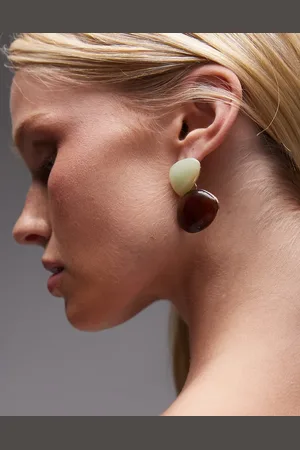 Topshop Edan drop earrings in mint and brown resin