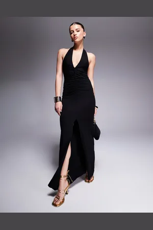 ASOS Halter with ruched twist detail maxi dress in