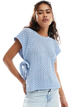 ASOS Crew neck knit tabard top with tie sides in light
