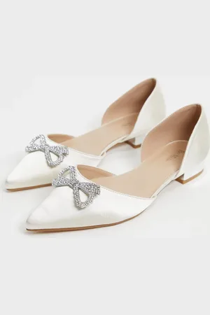 Be Mine Bridal Andi flat shoes with embellishment in ivory satin