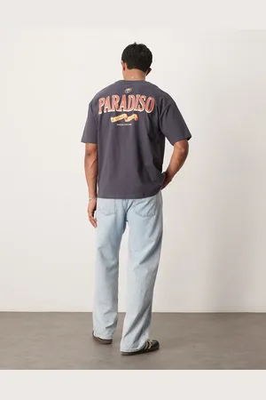 ASOS Oversized t-shirt with text graphic in charcoal