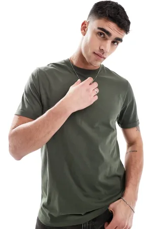 ASOS Essential crew neck t-shirt with roll sleeve in khaki