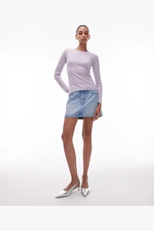 Topshop Denim pelmet mini skirt in bleach