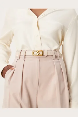 Gina Tricot Thin gold chain buckle belt in light beige