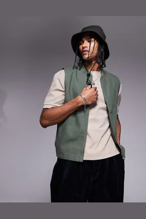 ASOS Washed gilet in khaki