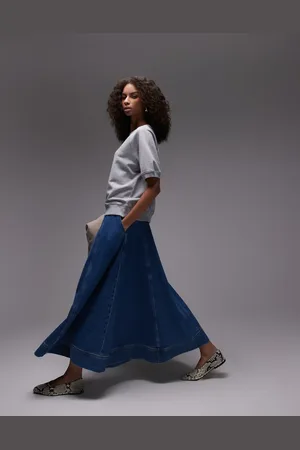 Topshop Denim full maxi skirt in mid