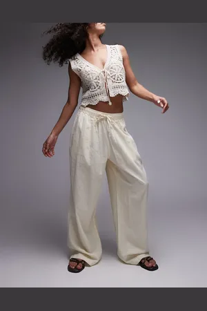 Topshop Linen balloon trouser in cream