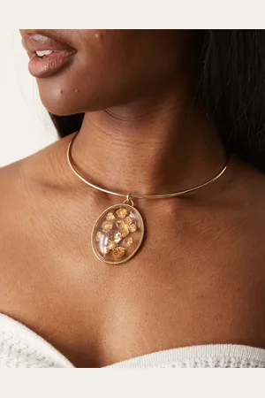 ASOS Necklace with fine wire and trapped floral detail in tone