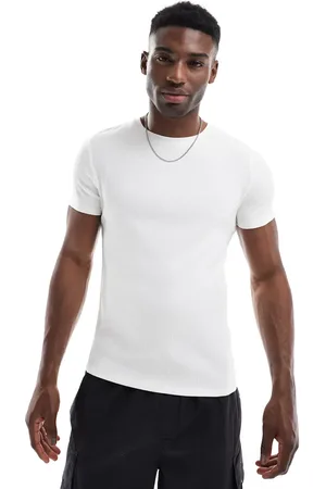ASOS Essential muscle fit rib t-shirt in cream