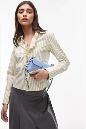 Résumé Resume fitted shirt with ruffle placket in creme stripe