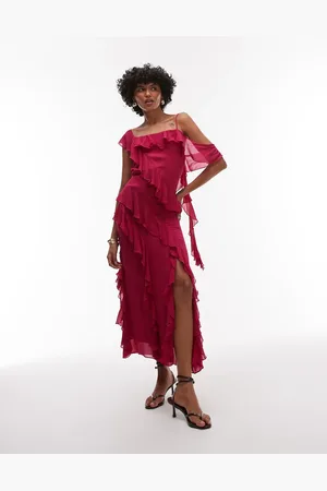 & OTHER STORIES Maxi slip dress with tiered ruffle detail and low tie back in