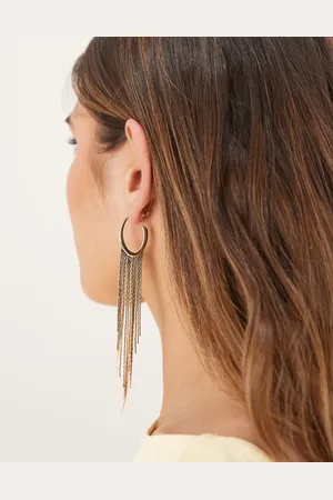 ASOS Hoop earrings with waterfall chain drop detail in tone