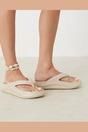 ASOS Fudge chunky flip flops sliders in beige
