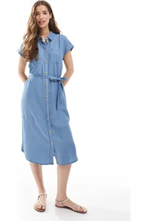 ONLY Lightweight denim shirt dress in mid