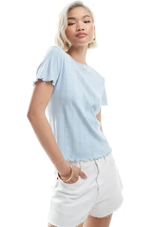 Pieces® Pointelle t-shirt with baby lock detail in light