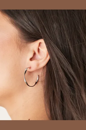 ASOS Waterproof stainless steel hoop earrings in twist design in tone