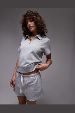 ARKET Quarter zip short sleeve polo in