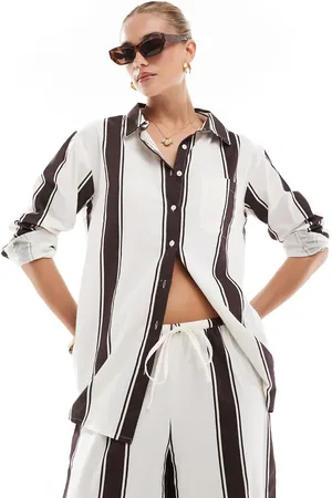 Esmée Esmee Exclusive short sleeve beach shirt in and cream stripe