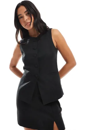 New Look Co-ord longline linen waistcoat in