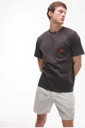 Rhythm Heavy vintage pocket emblem short sleeve t shirt in charcoal
